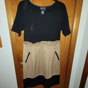 SHANI BLACK & TAN WOOL DRESS